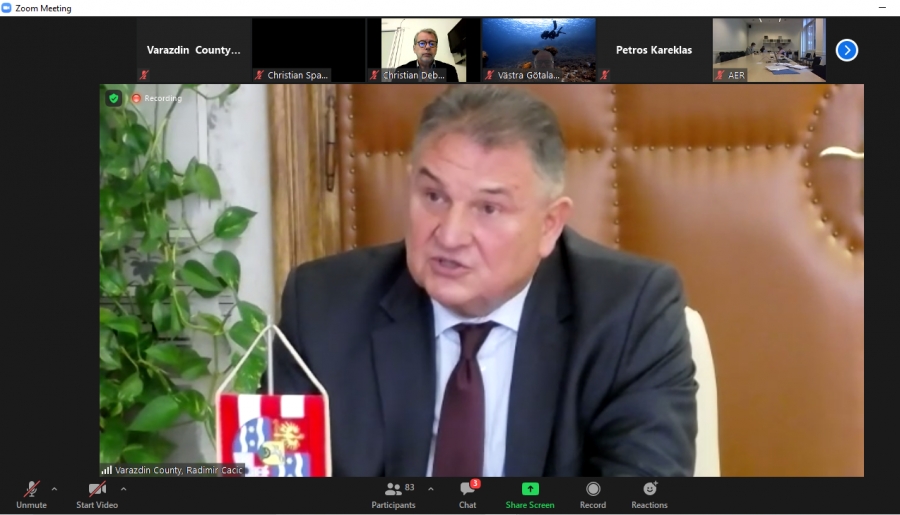 Plenarno zasjedanje Skup&scaron;tine europskih regija, župan Čačić: Iznimno je važna suradnja regija u uvjetima pandemije