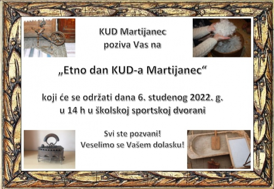 Pozivamo vas na ''Etno dan KUD-a Martijanec''!
